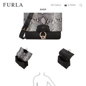 FURLA Reversible Scoop Snake Print Shoulder Bag